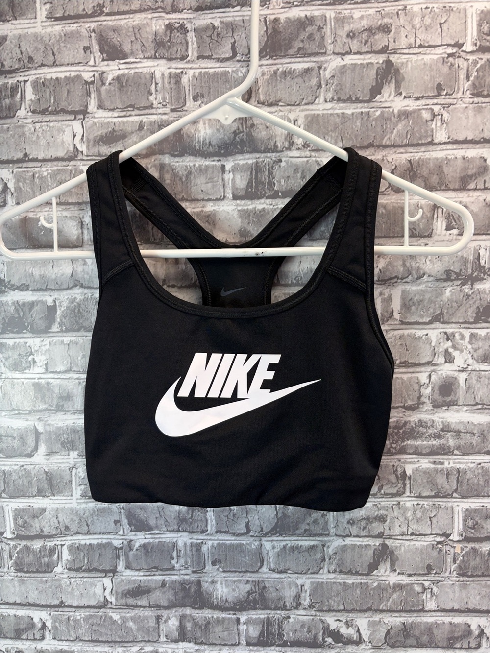 Nike Black Sports Bra with White Swoosh Logo